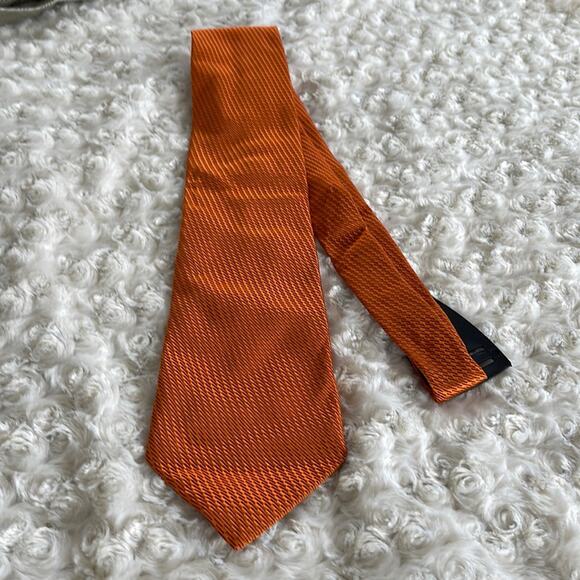 La Corona Roma  Men’s Silk Tie Orange Made in Italy - Picture 6 of 7